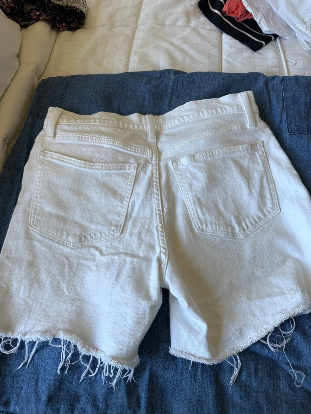 J. Crew White Frayed Hem Denim Cutoff Shorts